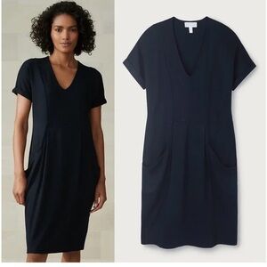 White Label The White Company London Viscose Boat Neck Classic Black Dress 14